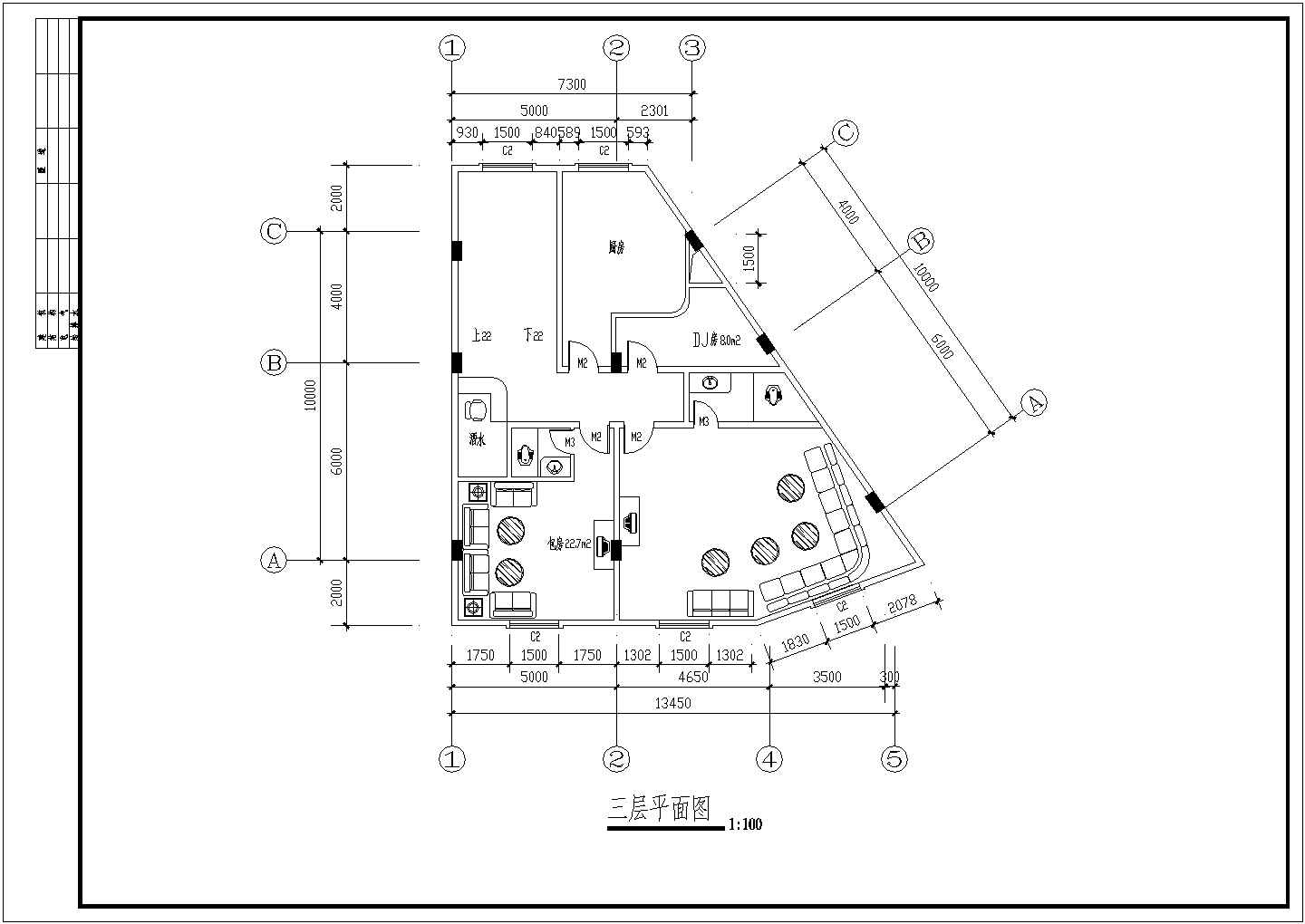 酒店设计_三角形酒店设计平面CAD图