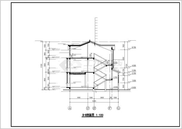 402平米3层砖混结构乡村别墅全套平立剖面设计CAD图纸-图二