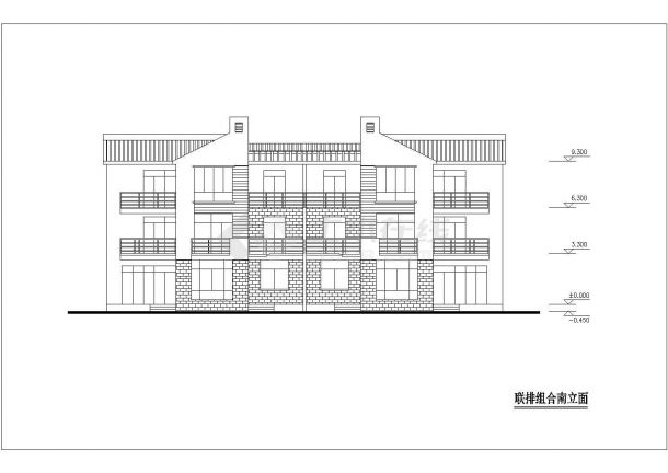 188+179平米三层框混结构双拼式别墅楼平立剖面设计CAD图纸-图一