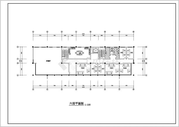 六层办公楼建筑施工cad图，共七张-图一