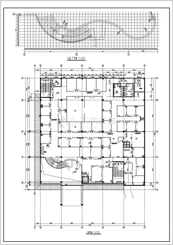 综合楼设计_某五层大型综合大楼施工CAD图-图二