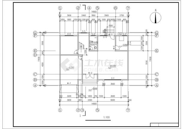 389平米3层混合结构农村自建别墅全套建筑设计CAD图纸-图二