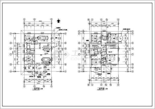 广安市长丰村358平米3层砖混结构农村自建房平立剖面设计CAD图纸-图二