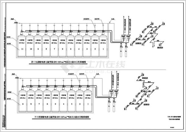 青岛市某办公楼给排水系统CAD布置图-图二