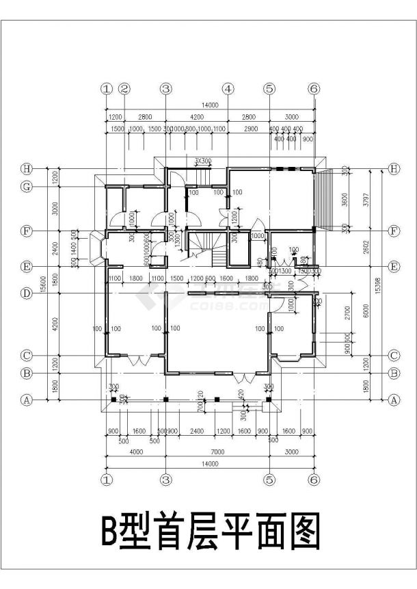 328平米2层混合结构独立乡村别墅平面设计CAD图纸（2套方案）-图一