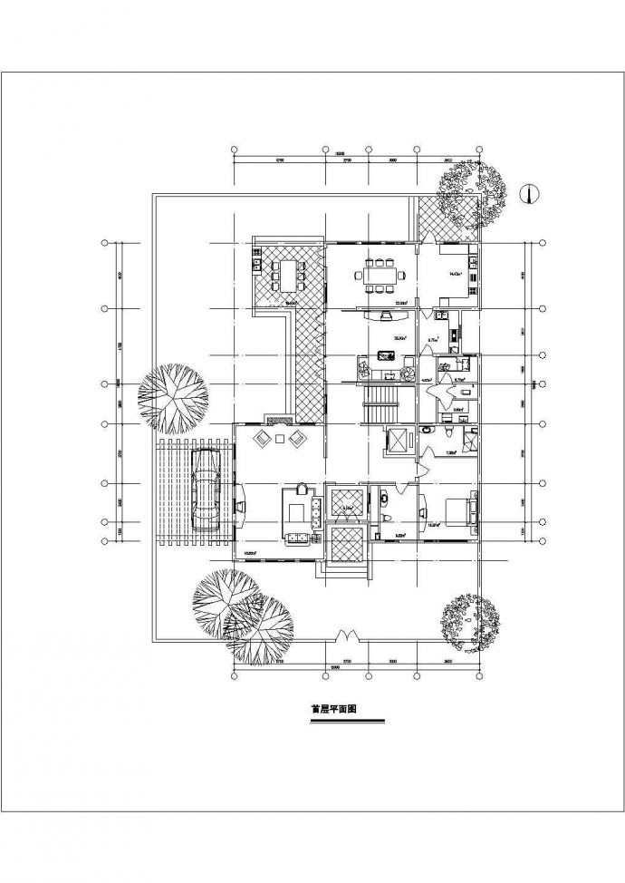 440-30平米左右3层独立别墅平面设计CAD图纸（四套方案）_图1