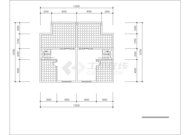 3层框架结构双拼别墅平面设计CAD图纸（含阁楼架空层/每户350平米）-图二
