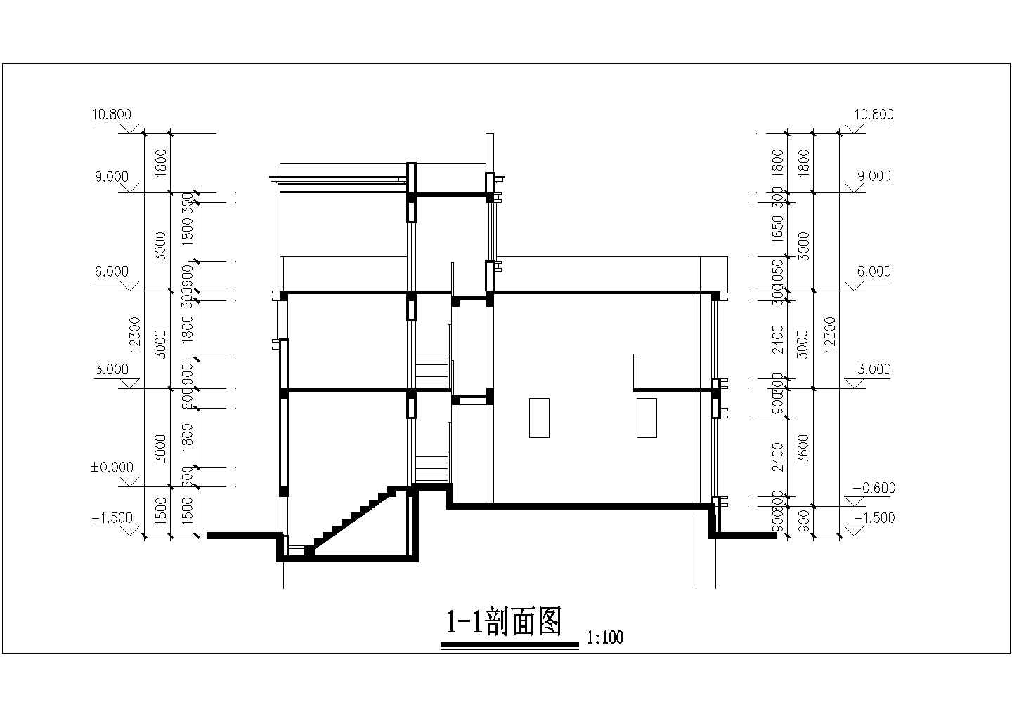 308平米3层框混结构单体别墅平立剖面设计CAD图纸（含夹层）