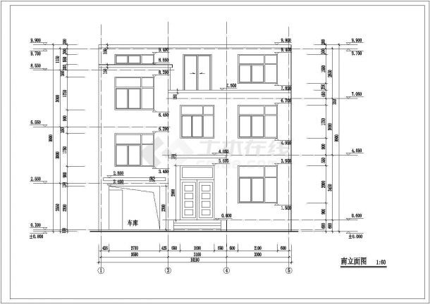 325平米3层混合结构独立别墅平立剖面设计CAD图纸（含结构图）-图一