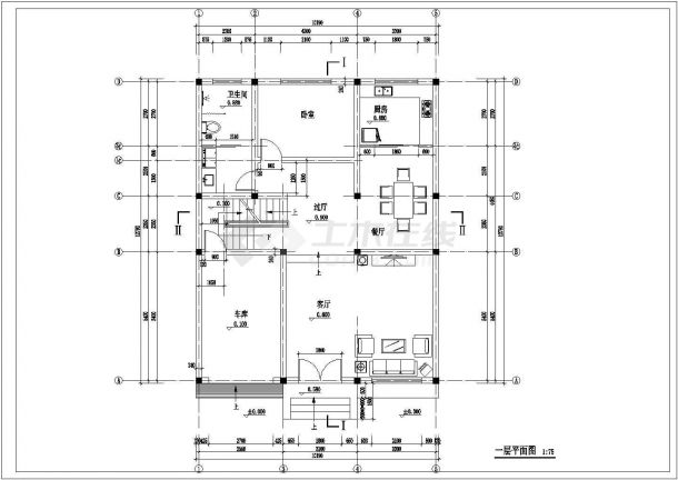 325平米3层混合结构独立别墅平立剖面设计CAD图纸（含结构图）-图二