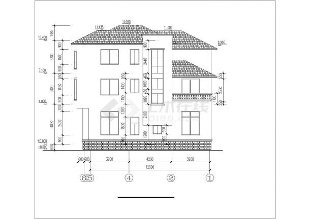 衡水市某村镇365平米3层框架结构独立乡村别墅平立面设计CAD图纸-图二