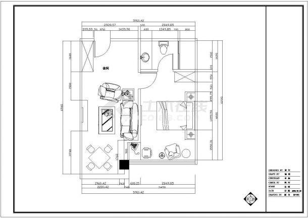 江苏某宾馆设计装修图豪华套间CAD平面图-图一
