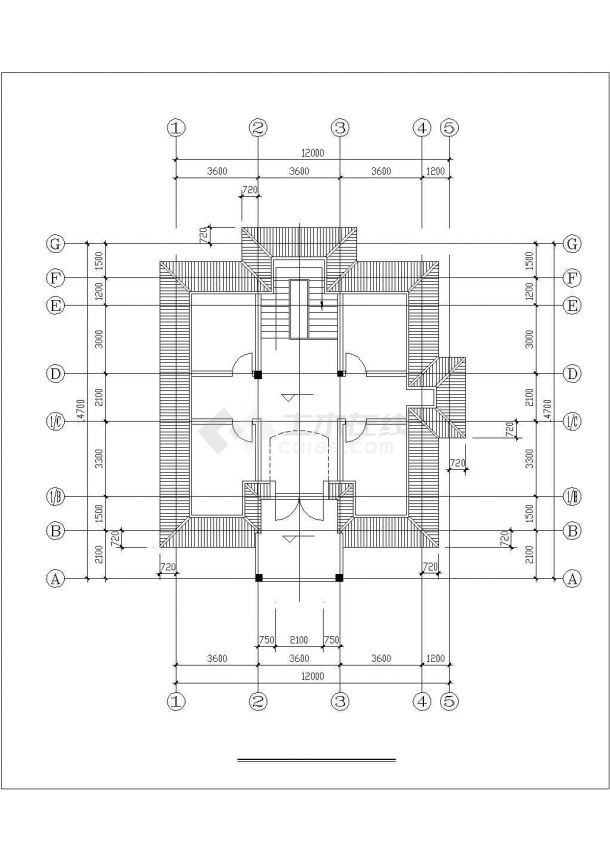 415平米四层混合结构单体别墅平立剖面设计CAD图纸（含阁楼层）-图二