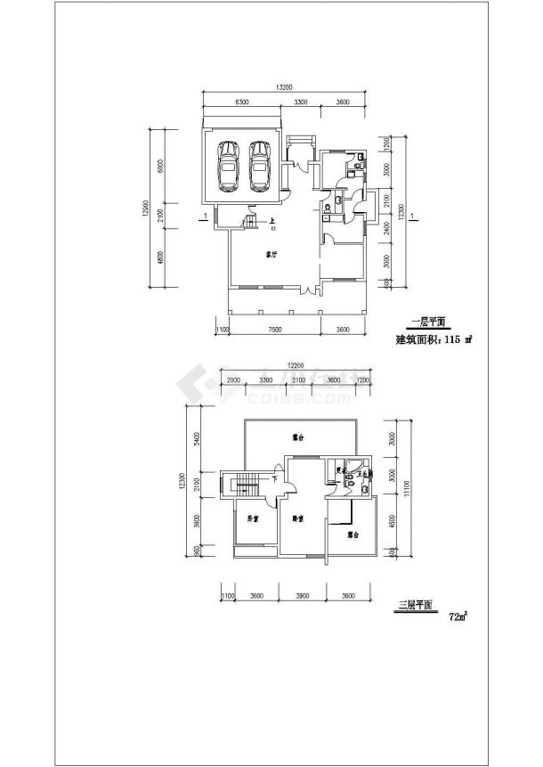 291平米3层框混结构独立别墅平立剖面设计CAD图纸-图一
