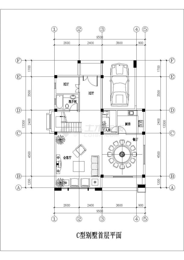 攀枝花市某村镇379平米3层砖混结构独栋别墅平立面设计CAD图纸-图二