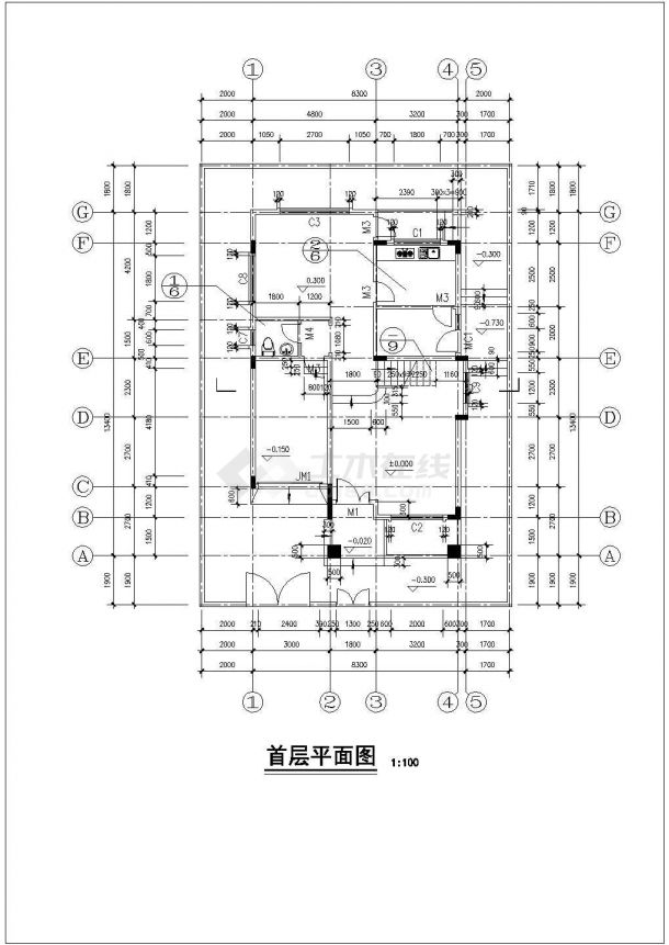 许昌市某乡村261平米3层混合结构独栋别墅建筑设计CAD图纸-图二