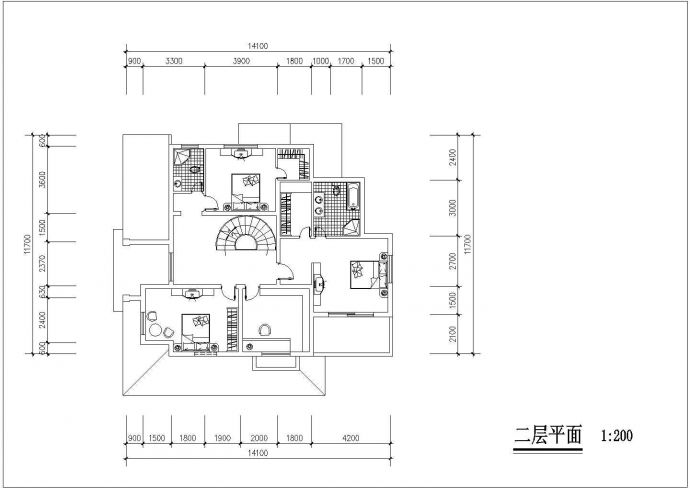蚌埠市某现代化村镇313平米3层砖混结构独立别墅平面设计CAD图纸_图1