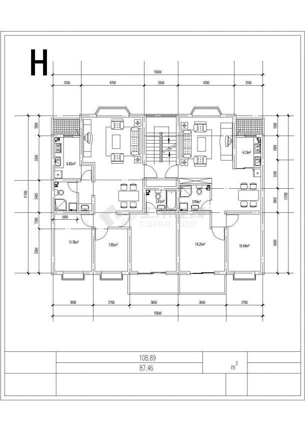 宿迁市万福苑小区经典热门平面户型设计CAD图纸（共九张）-图一