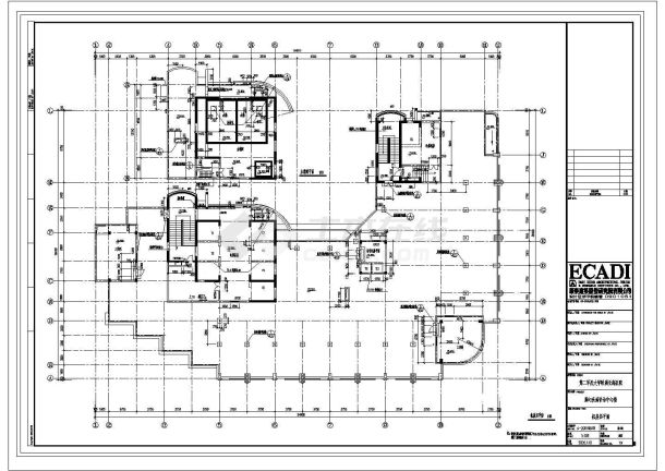 某长海医院施工图机房层平面CAD节点剖面设计图-图一