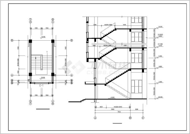 某互联网公司五层办公楼建筑设计图纸-图一