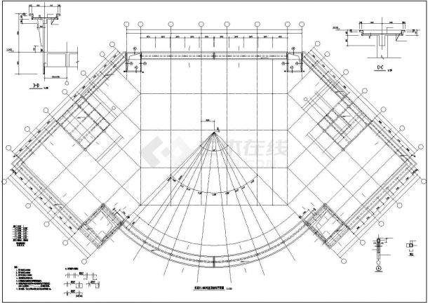 框架结构学校食堂结构钢结构CAD施工图-图一