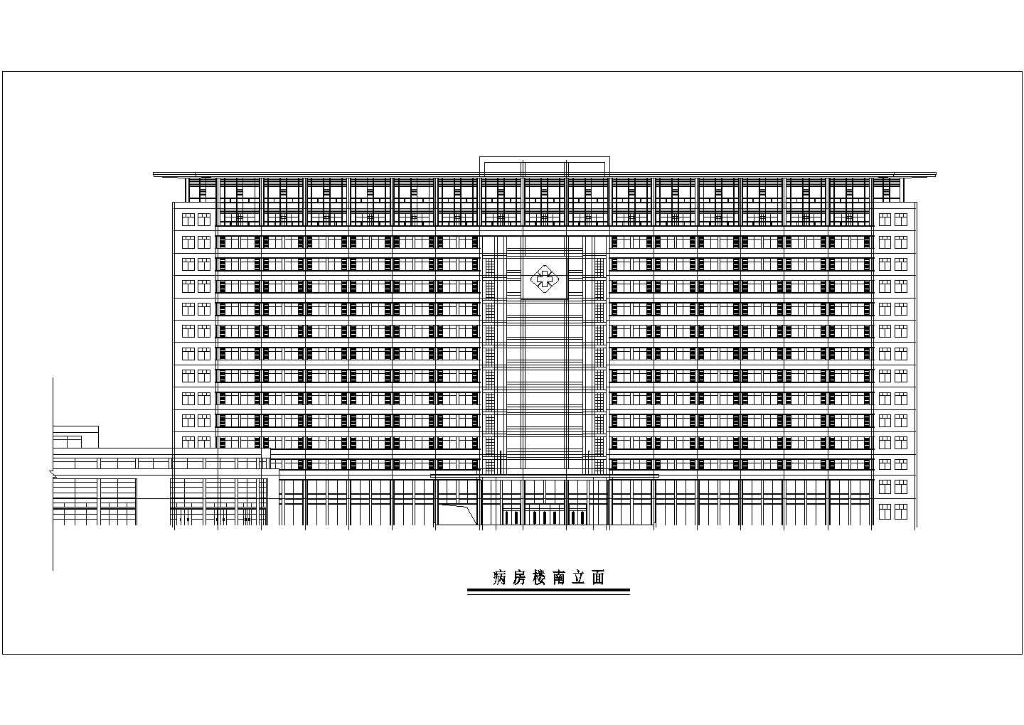 某甘肃省人民医院住院大楼CAD设计立剖面图
