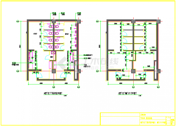 某西安综合式酒店改造施工5型CAD卫生间-图一