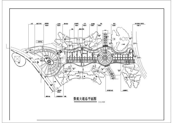 某景观大道CAD完整节点设计总平面图-图一