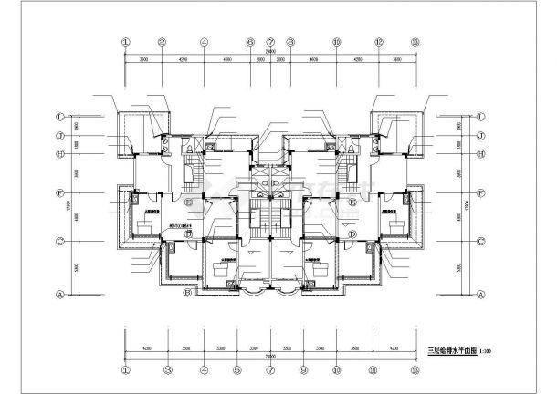 南昌市七里香都小区1100平米3层混合结构住宅楼给排水设计CAD图纸-图一