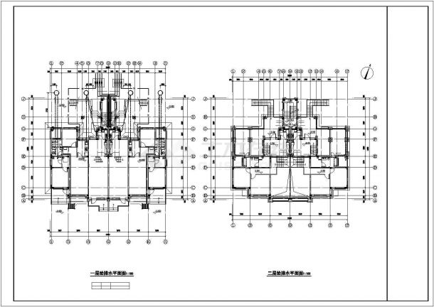 某小区980平米4层框混结构两户住宅楼全套给排水设计CAD图纸-图二