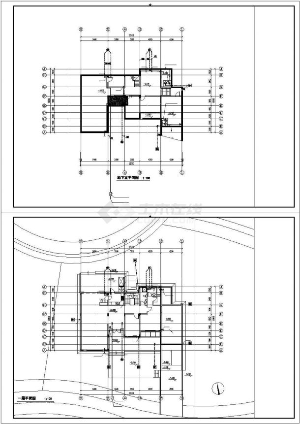 497+507平米两栋2层框架结构单体别墅平面给排水设计CAD图纸-图一