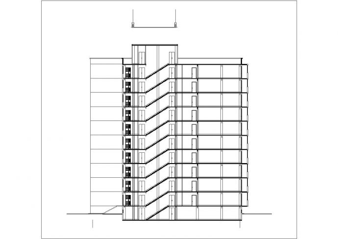 某15120平米半地下室地上10层钢框架住宅CAD剖面图_图1