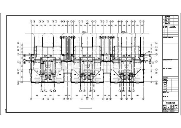 3层框架六户并联式别墅平面给排水设计CAD图纸（每户415平米/含负一层）-图二