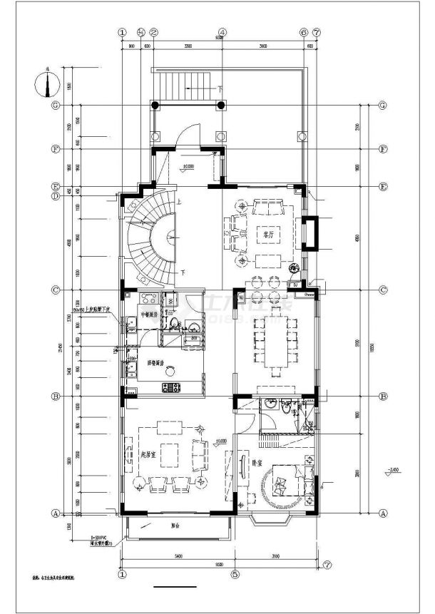 435平米2层框架结构单体别墅平面给排水设计CAD图纸（含地下室）-图二