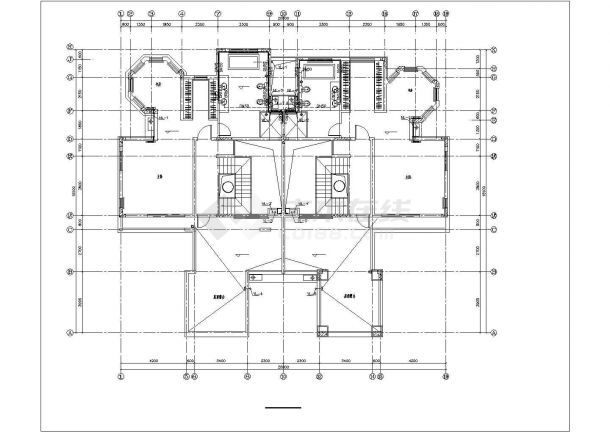 880平米3层框架结构双拼别墅平面给排水设计CAD图纸（含半地下室）-图一