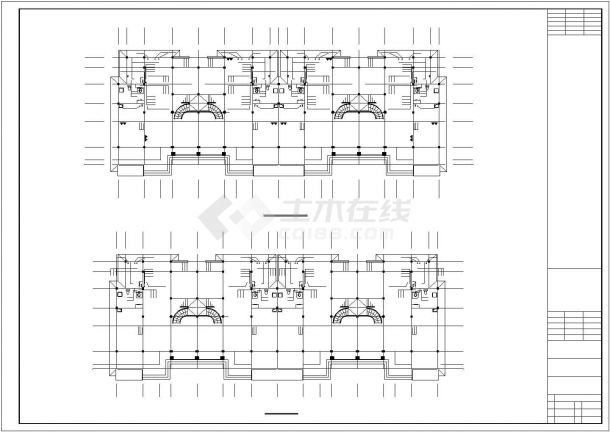 邯郸市某别墅区1400平米3层框架结构四拼式别墅给排水设计CAD图纸-图一