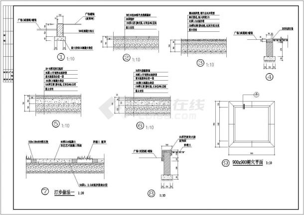 某小广场CAD节点剖面详细设计施工图-图一