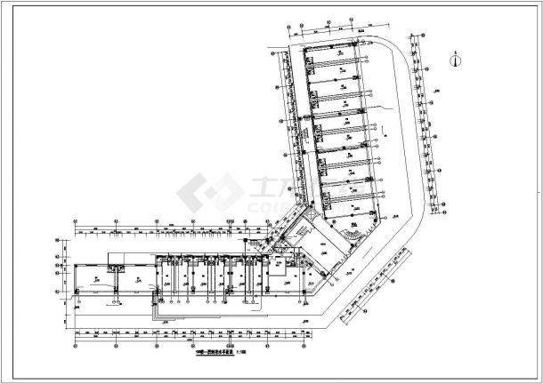 3700平米4层框架结构商务会所全套给排水设计CAD图纸-图一