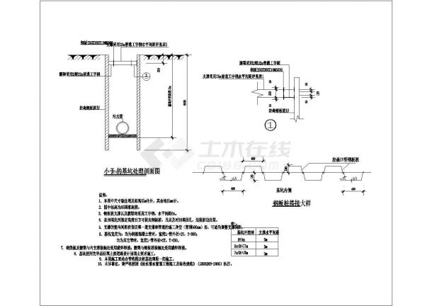 [四川]产业园排污管网整治工程施工管道沟槽支护CAD大样图-图一