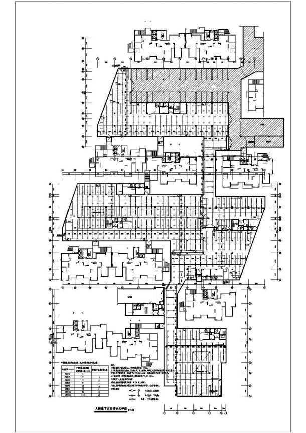 温州市某现代化小区人防地下车库全套给排水设计CAD图纸-图一