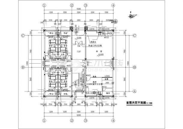 某公司1100平米2层框架结构职工宿舍楼给排水设计CAD图纸-图一