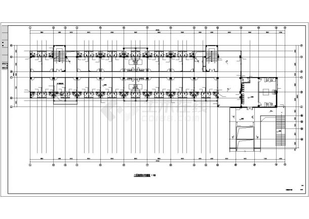 某高校6000平米6层框架结构教师宿舍楼平面给排水消防设计CAD图纸-图二