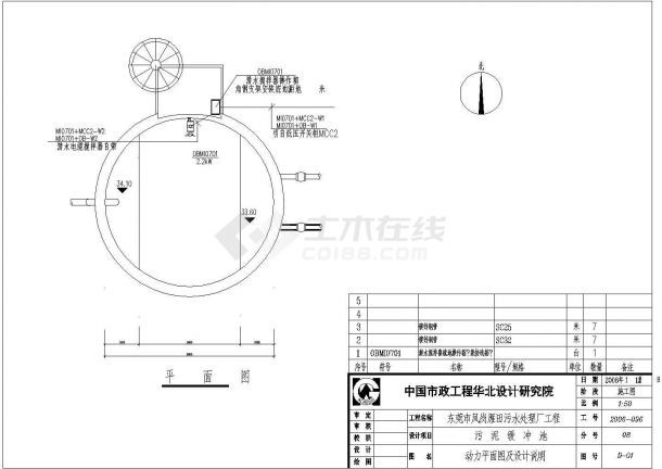 [东莞]某污水处理厂缓冲池CAD给排水构造设计图-图二