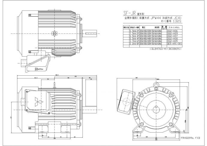 某三菱的电动机图纸CAD平面全套详细图_图1
