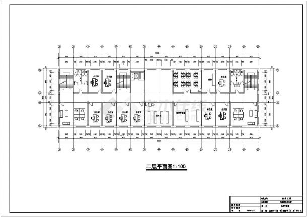 4435.55平米五层钢框架办公楼建筑施工cad图纸-图二