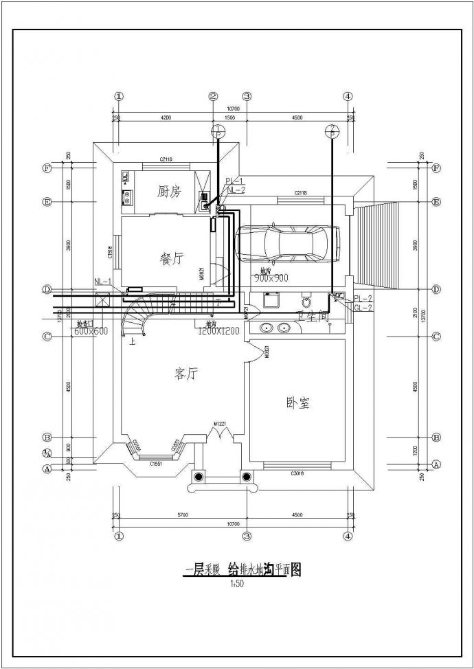 【江苏】长13.7米宽10.7米3层别墅采暖及给排水施工图_图1