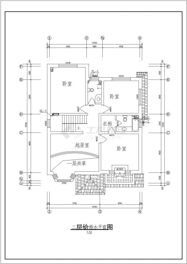 【江苏】长13.7米宽10.7米3层别墅采暖及给排水施工图-图二
