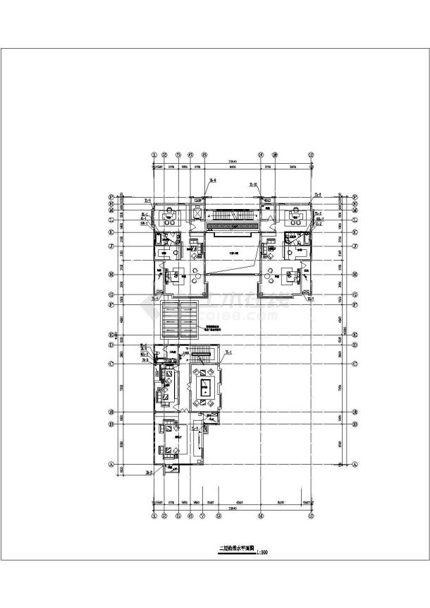 某地长41.56米宽31.7米-1+3层加1阁楼层大豪华别墅给排水施工图-图二