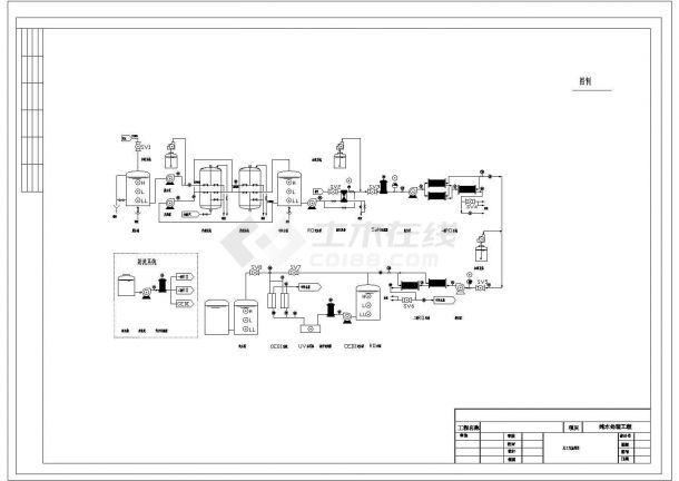 某5吨工业纯水两极反渗透CAD环保纯水总工艺图纸-图一