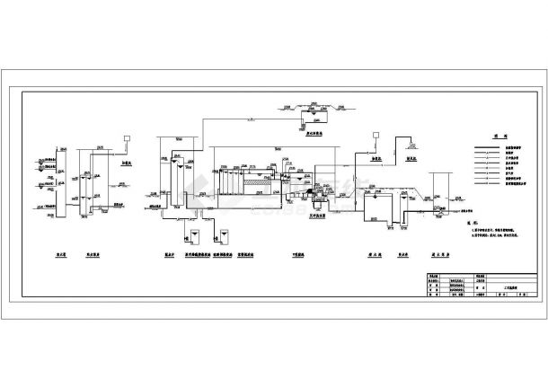 某工艺流程某净水厂V型滤池CAD环保设计图纸-图一